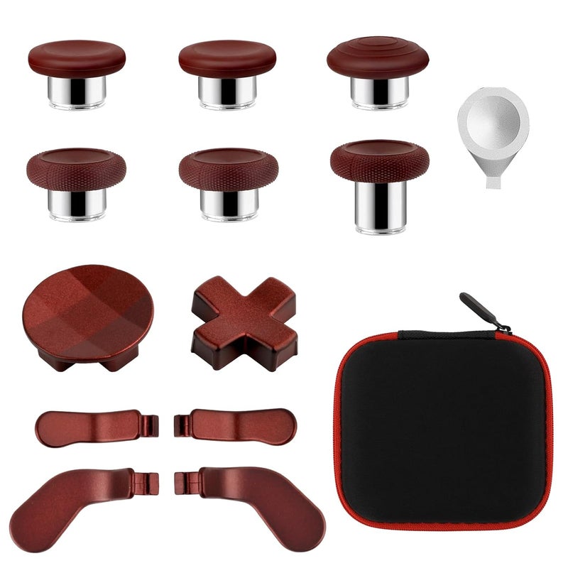 VANPARK Accessories for Xbox One Elite Series 2 Controller(Model 1797), Metal Thumbsticks Paddles Joysticks Replacement Parts Kits Compatible with Xbox Elite Wireless Controller Series 2 Core(Dark Red) - Image 1